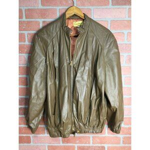 Vintage Carla New York Women Full Zip Genuine Leather Bomber Jacket Size 8